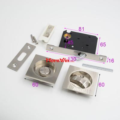 European square sliding wooden door lock zinc alloy pocket door lock