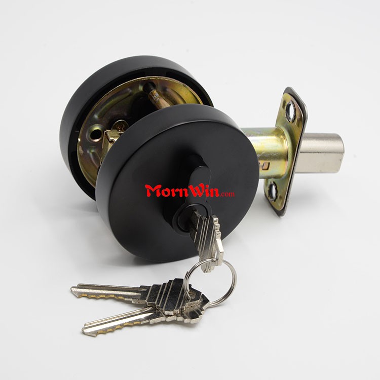 Matte Black Round Zinc Alloy Heavy Duty Deadbolt Lock